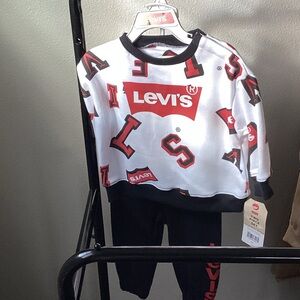 Levi's Red and Black Kids Sweatshirt and Pants Set